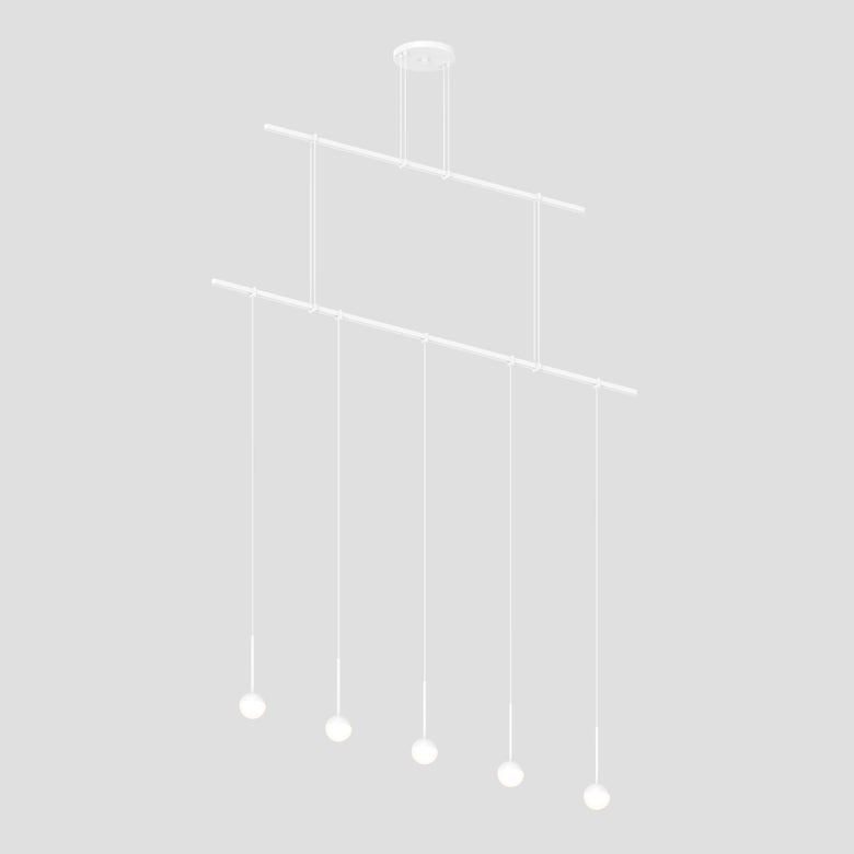 SONNEMAN Suspenders 48" 2-Tier Single Cord White Ball Acrylic Shade Satin White Linear Flush Mount Lighting