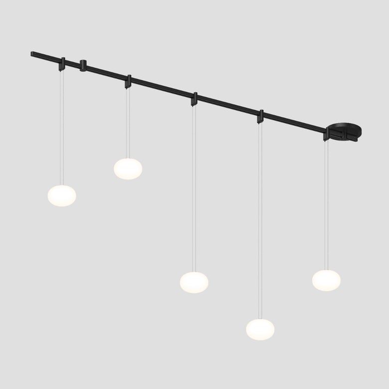 SONNEMAN Suspenders 48" Height Adjustable Etched Globe Luminaires Satin Black Linear Surface Flush Mount Lighting