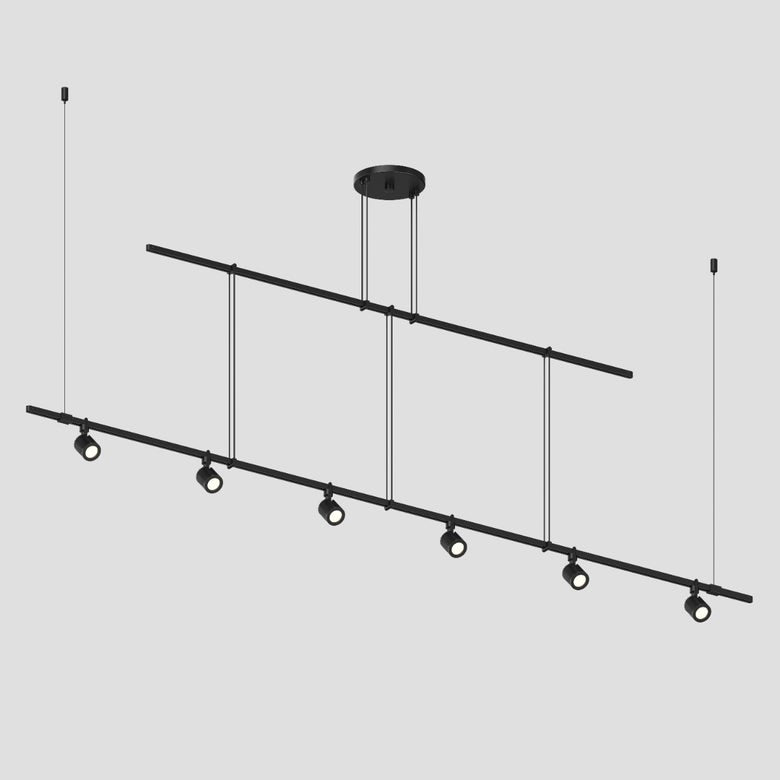 SONNEMAN Suspenders 72" 2-Tier Precise Aimable Cylinders With Flood Lens Trim Satin Black Linear Flush Mount Lighting