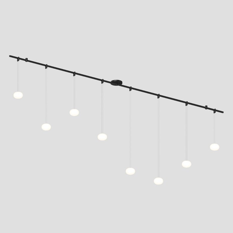 SONNEMAN Suspenders 96" Height Adjustable Etched Globe Luminaires Satin Black Linear Surface Flush Mount Lighting