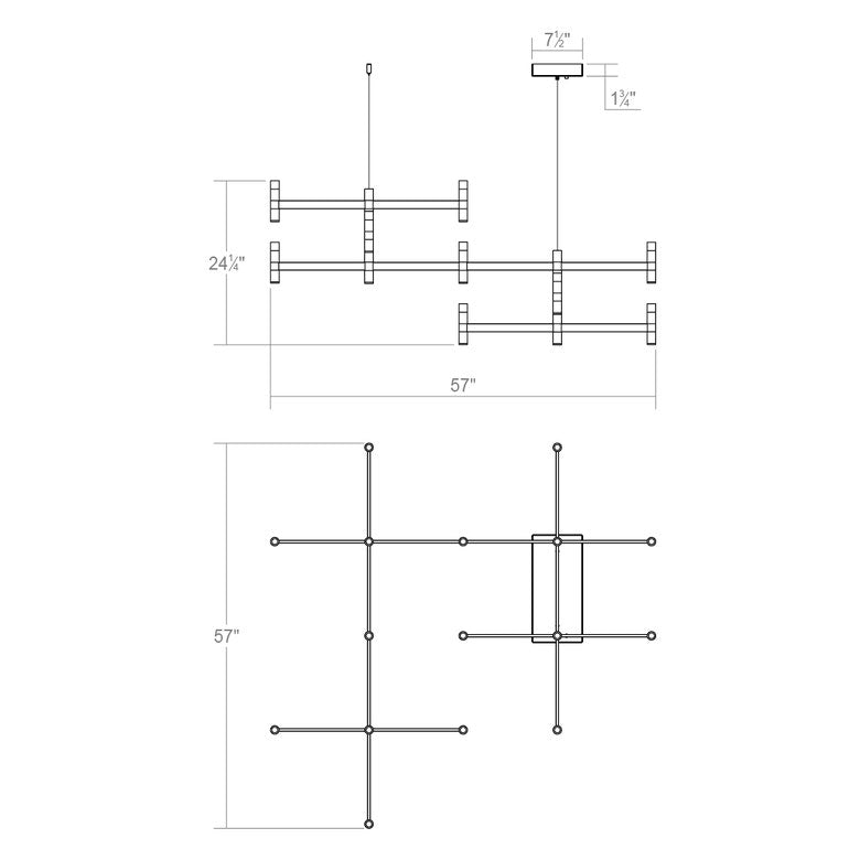 SONNEMAN Systema Staccato Offset 28-Light Bright Satin Aluminum Frosted Acrylic Shade Chandelier