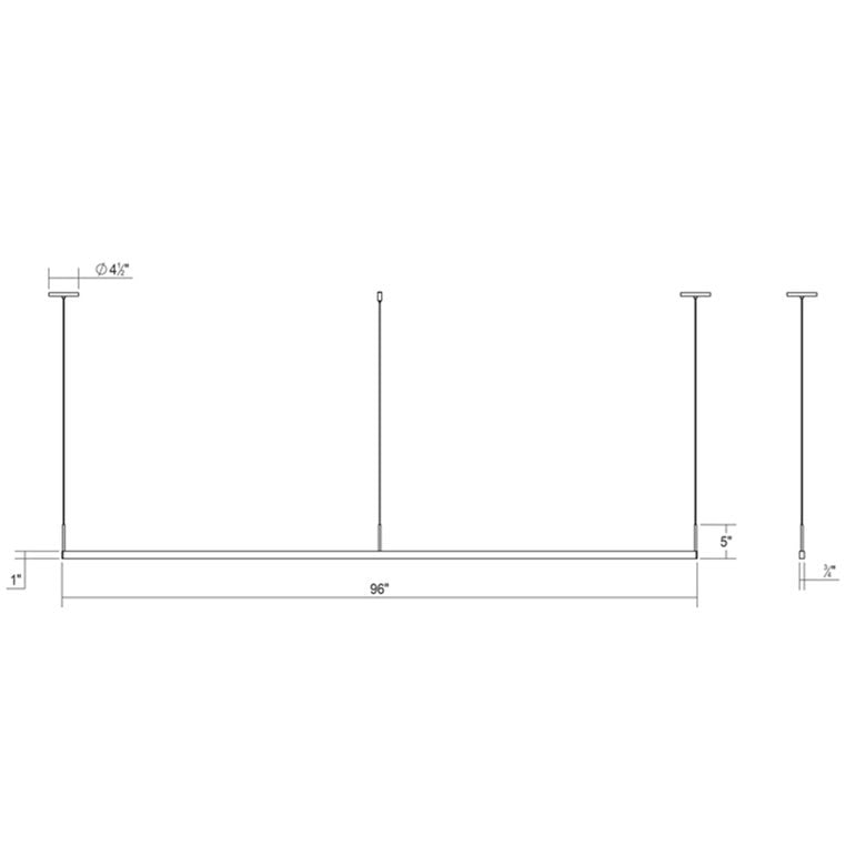 SONNEMAN Thin-Line 96" 2-Light LED Two Sided Bright Satin Aluminum Optical Acrylic Shade Linear Suspension Pendant Light With 20FT Cord Length