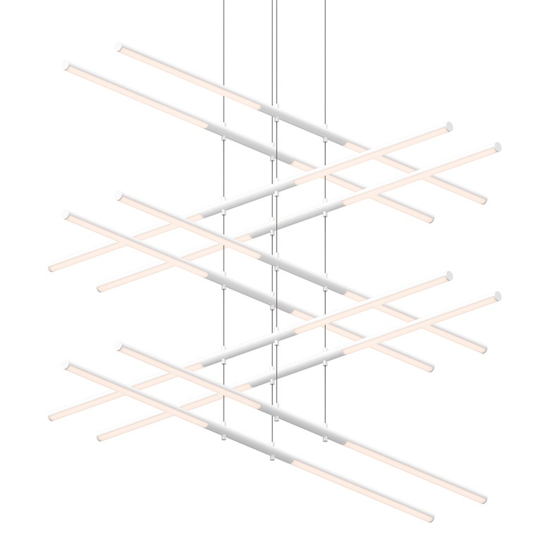 SONNEMAN Tik-Tak 20-Light LED Stack 5-Tier Satin White Optical Acrylic Shade Chandelier