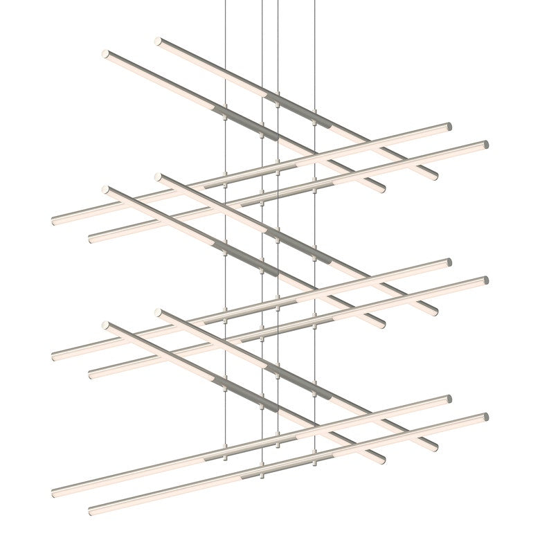 SONNEMAN Tik-Tak 24-Light LED Stack 6-Tier Satin Nickel Optical Acrylic Shade Chandelier
