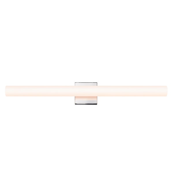 SONNEMAN Tubo Slim 32" LED Polished Chrome Tubular Etched Glass Shade Flat Trim Shape Vanity Bath Bar Lighting