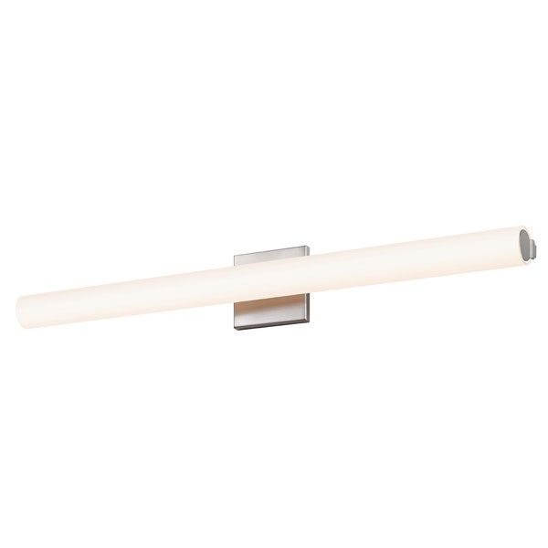 SONNEMAN Tubo Slim 32" LED Satin Nickel Tubular Etched Glass Shade Flat Trim Shape Vanity Bath Bar Lighting