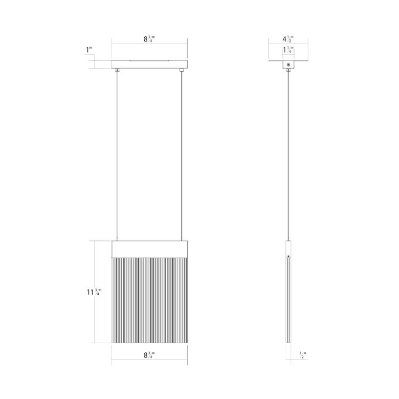 SONNEMAN V Panels 1-Light LED Brass Clear Acrylic Shade Pendant Light
