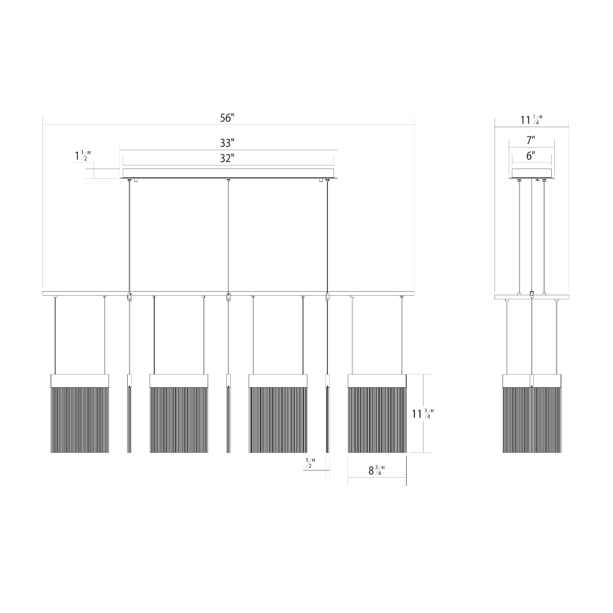 SONNEMAN V Panels 7-Light LED Polished Chrome Bar Light