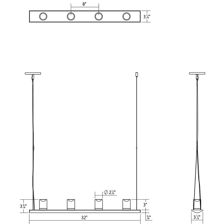 SONNEMAN Votives 32" 8-Light LED Bright Satin Aluminum Clear Etched Glass Shade Linear Suspension Pendant Light