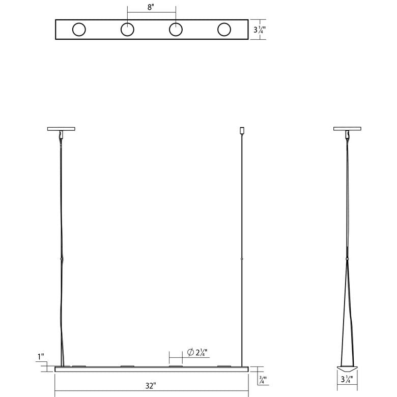 SONNEMAN Votives 32" 8-Light LED Bright Satin Aluminum Frosted Acrylic Shade Linear Suspension Pendant Light