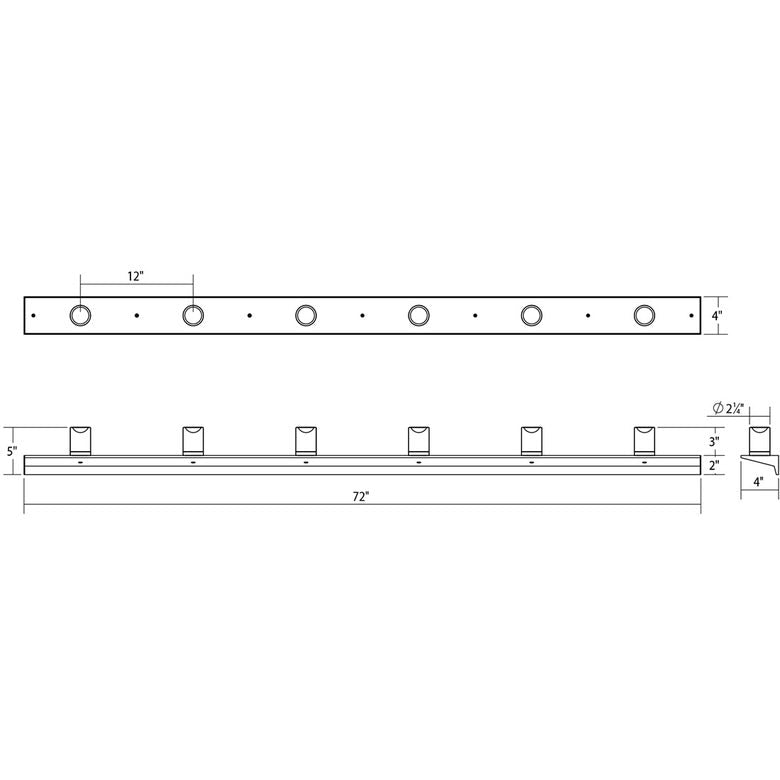 SONNEMAN Votives 72" W x 5" H 12-Light Bright Satin Aluminum Frosted Acrylic Shade Wall Bar Lighting