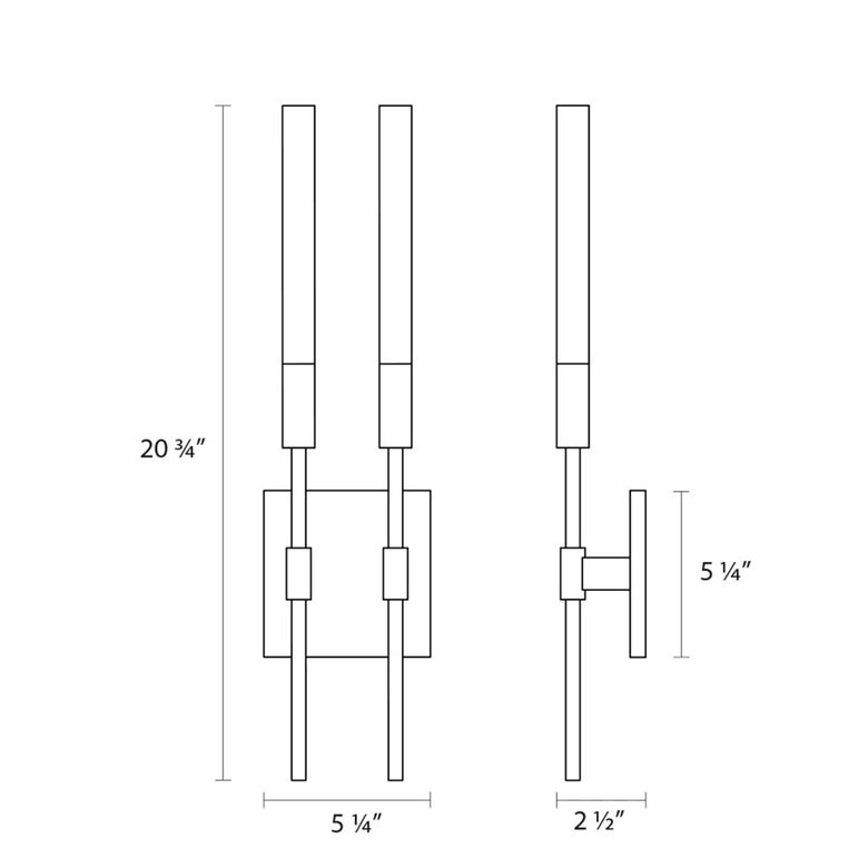 SONNEMAN Wands 2-Light LED Bright Satin Aluminum Optical Acrylic Shade 2-Arm Wall Sconce