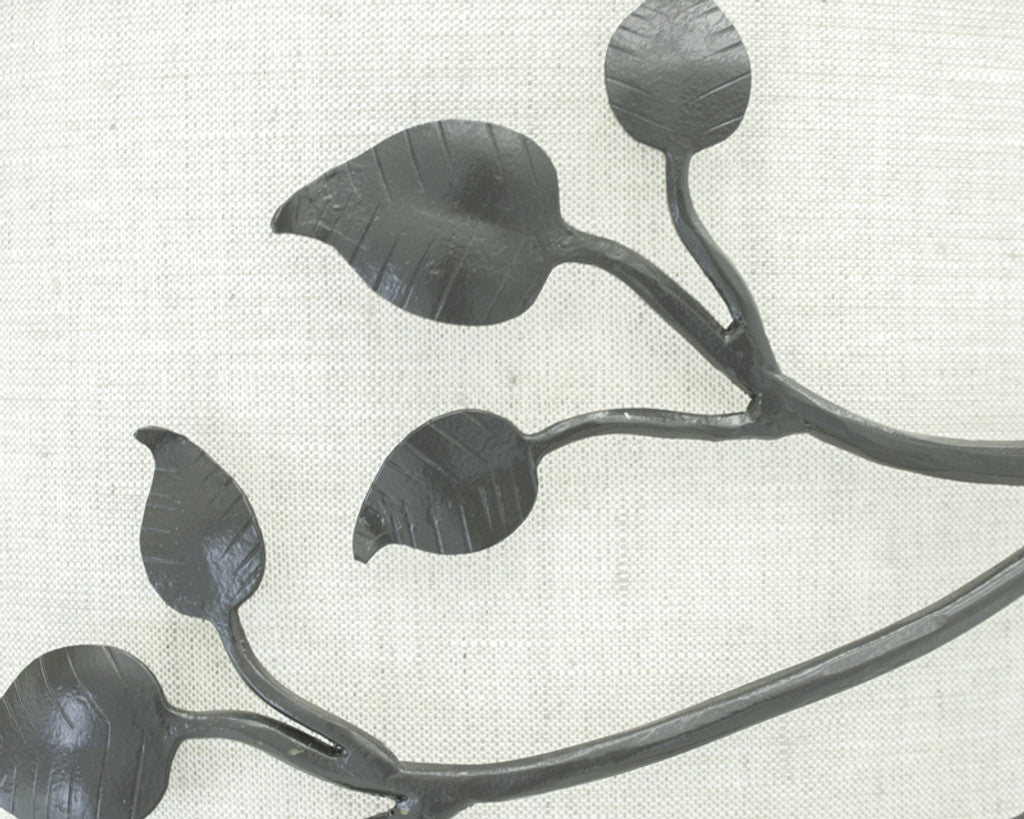 Stone County Ironworks Leaf 19" Chalk White Iron Pendant Light With Pewter Iron Accent and Onyx Shade