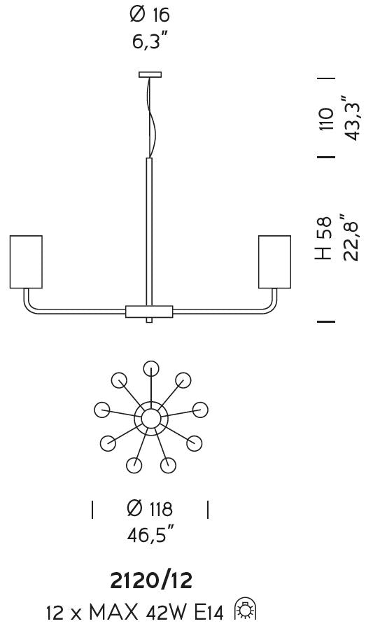 Sylcom Can Can 2120/12-K-BL Milk White Clear Suspension in Polished Chrome Metal Finish
