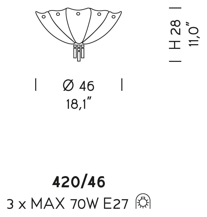 Sylcom Manin 420/46-B-AMT Amethyst Ceiling Lamp in White Metal Finish