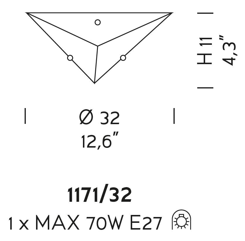 Sylcom Memmo 1171/32-B-GR.A Amber Graniglia Ceiling lamp in White Metal Finish