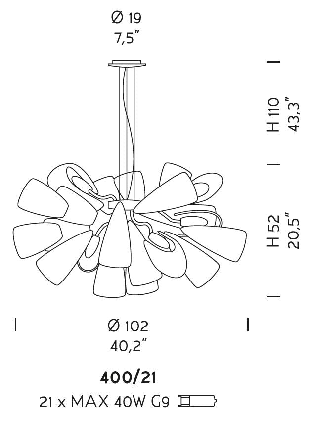 Sylcom Mocenigo 400/21-D-AMT Amethyst Suspension in Polished Chrome Finish