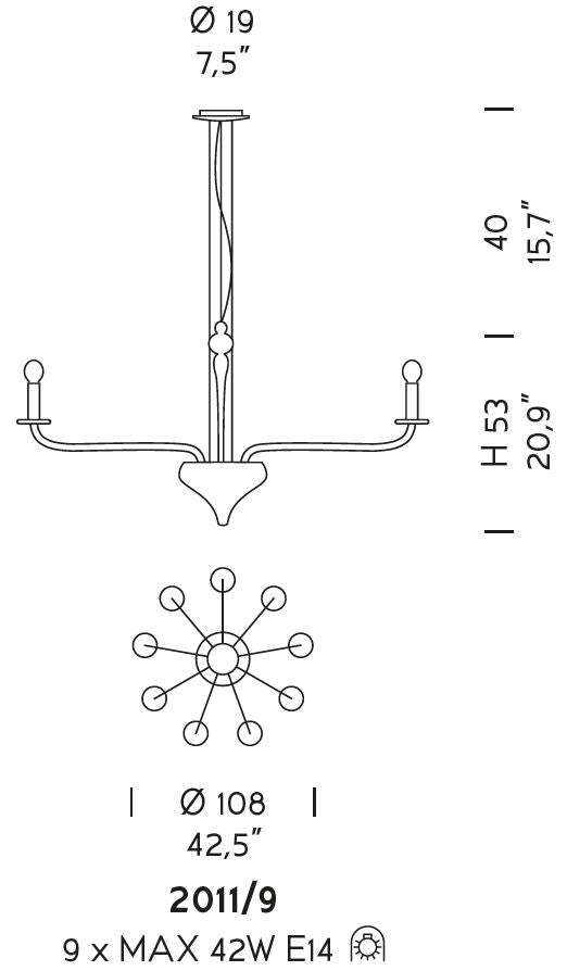 Sylcom Sahara 2011/9-K-BL Milk White Suspension in Polished Chrome Metal Finish