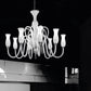 Sylcom Teodato 1022/10+5-K-BL Milk White Chandelier in Polished Chrome Metal Finish