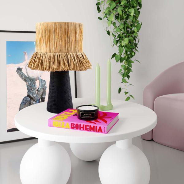 TOV Furniture Amira Rafia Rattan Table Lamp in Black Finish