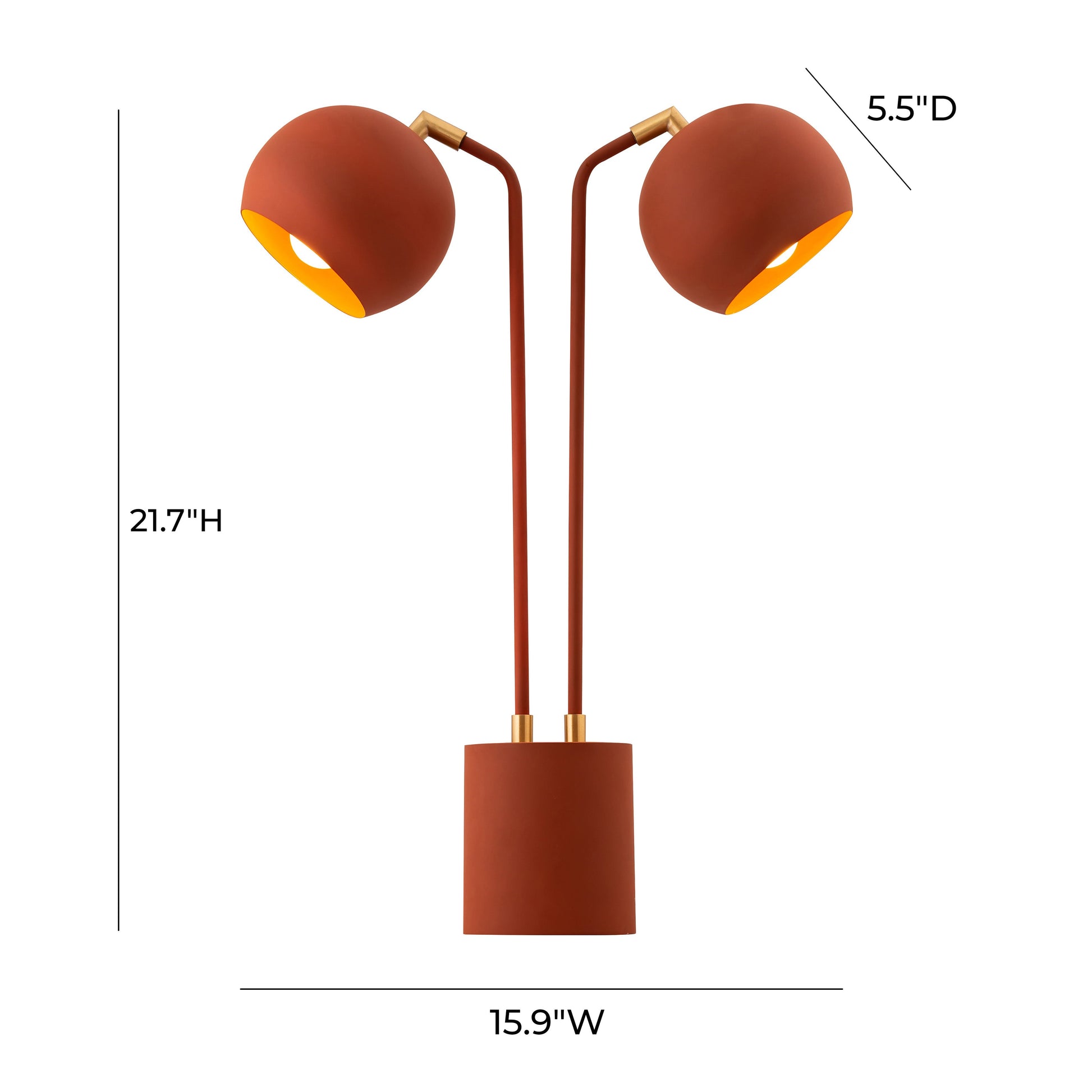 TOV Furniture Hubli Iron Base Table Lamp With Double Round Shade in Red Finish