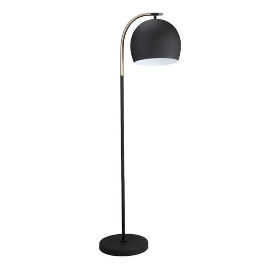 TOV Furniture Lucci Brass Floor Lamp With Black Dome Shade and Black Arched Neck