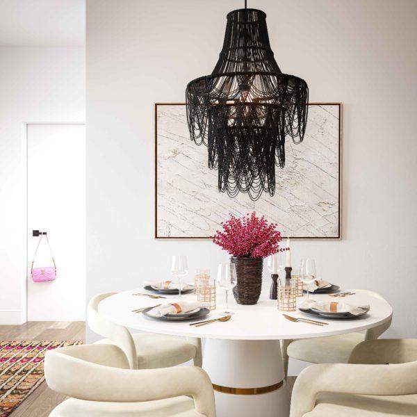 TOV Furniture Raipur Iron Frame Pendant Light in Black Finish