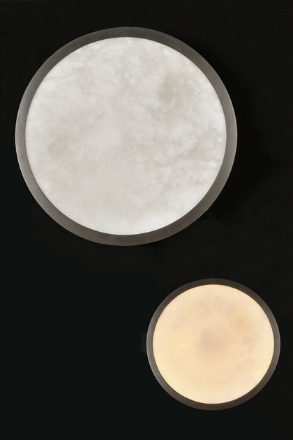The Vault 20" Raleigh Round Alabaster Ceiling Light
