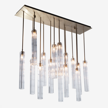 The Vault Eden Multi Spot Glass Chandelier - Satin Antique Brass