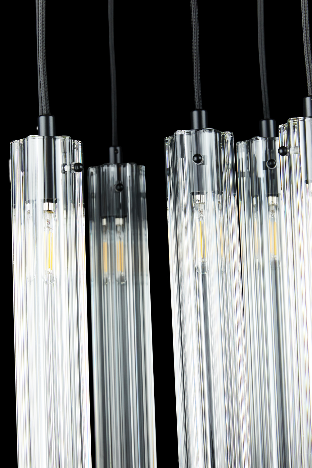 The Vault Eden Staggered Matte Black Multi Spot Glass Chandelier