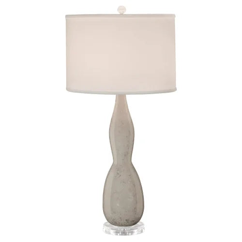 Thumprints Mercury White Glaze with Silver Overglaze Table Lamp