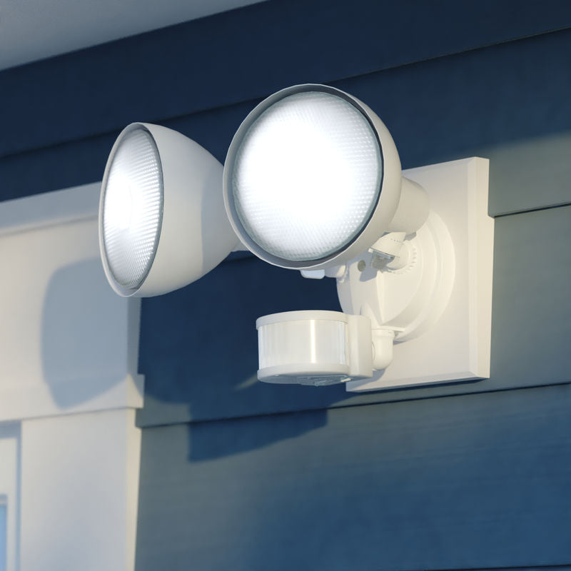 Vaxcel 11.75-in. 2 Light Outdoor Motion Sensor Security Flood Light White 240 Deg.