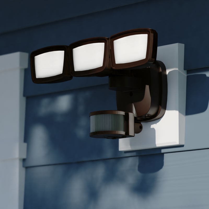 Vaxcel 13.25-in. 3 Light LED CCT Adj. Outdoor Motion Sensor Security Flood Light Bronze