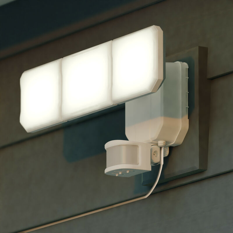 Vaxcel 15.75-in. 3 Light Solar LED Outdoor Motion Sensor Security Flood Light White