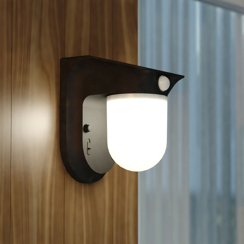 Vaxcel 4.5-in. Solar LED Outdoor Motion Sensor Wall Jar Light Black