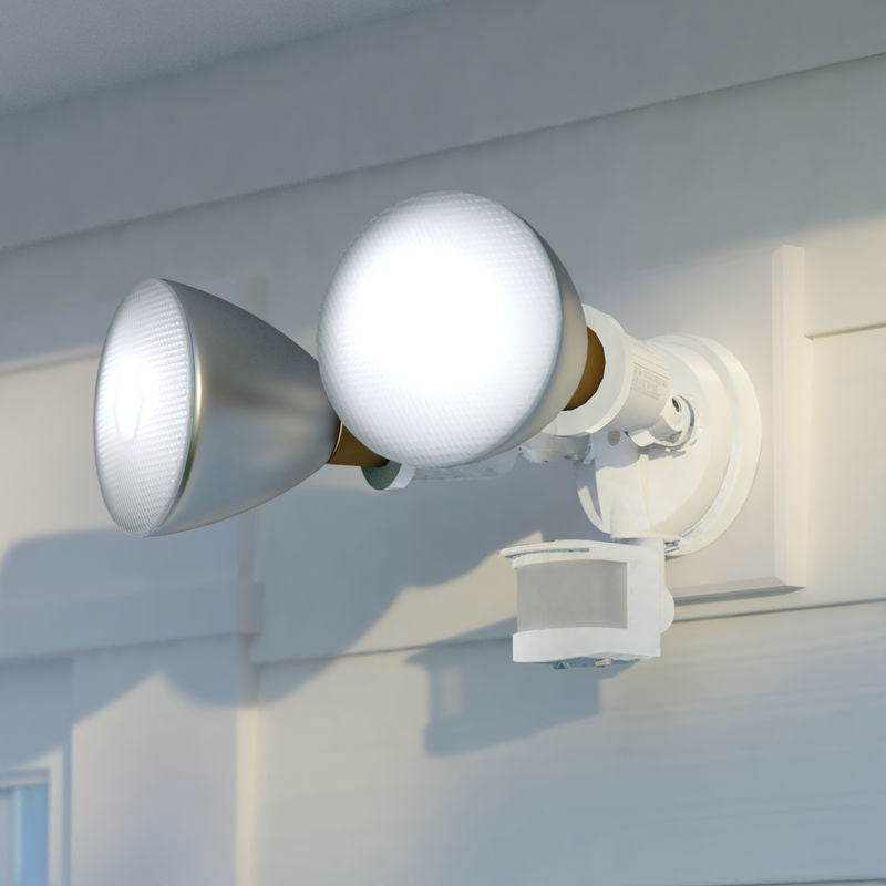 Vaxcel 6.75-in. 2 Light Outdoor Motion Sensor Security Flood Light White