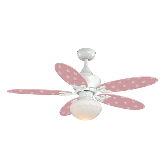 Vaxcel Alice 44" 5-Blade Pink Daisy and White Children Ceiling Fan With LED Light Kit