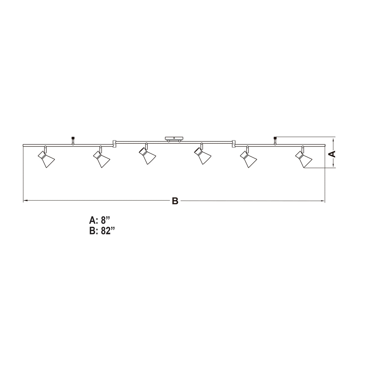 Vaxcel Alto 82" 6-Light Brushed Nickel Adjustable Ceiling Spot Light With Metal Shades