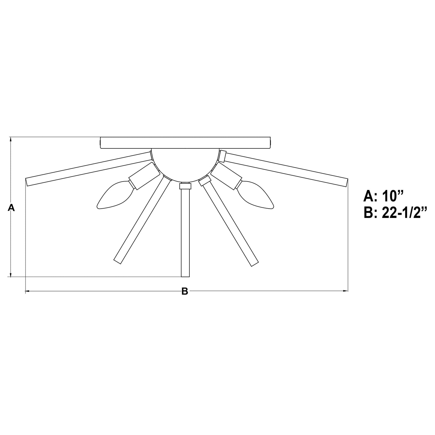 Vaxcel Aria 23" 4-Light Chrome Mid-Century Modern Sputnik Flush Mount Lighting With Glass Accents