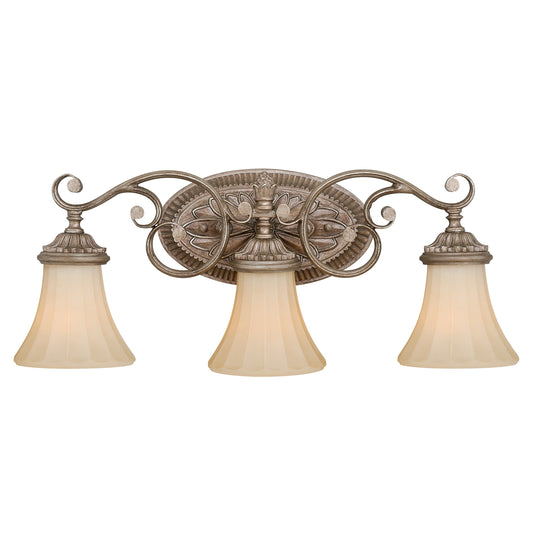 Vaxcel Avenant 23" 3-Light Bronze Bathroom Vanity Wall Light With Amber Scavo Glass Shades