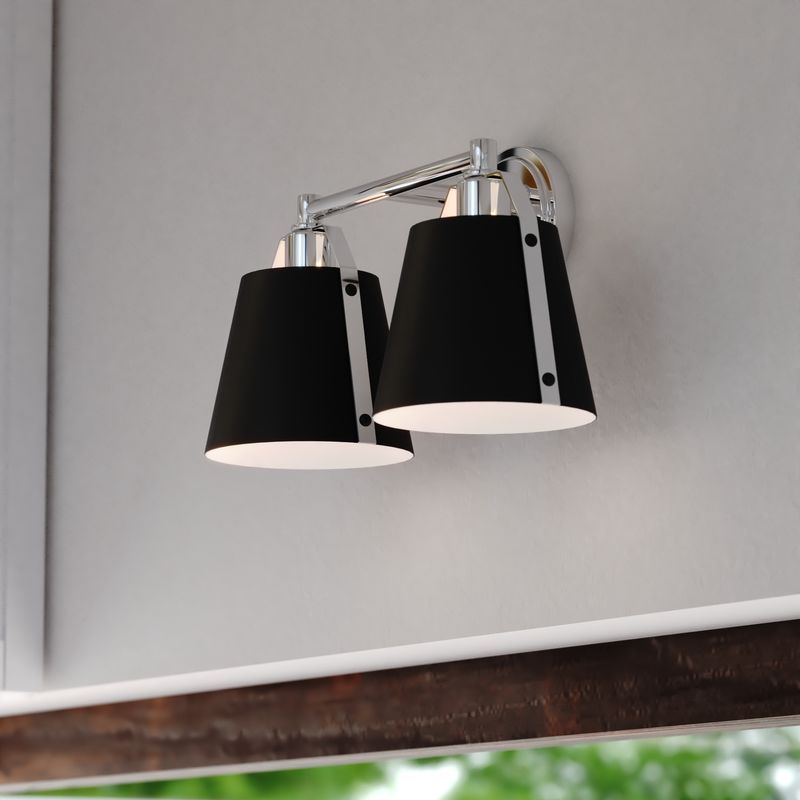 Vaxcel Barrington 16-in. 2 Light Vanity Matte Black and Chrome