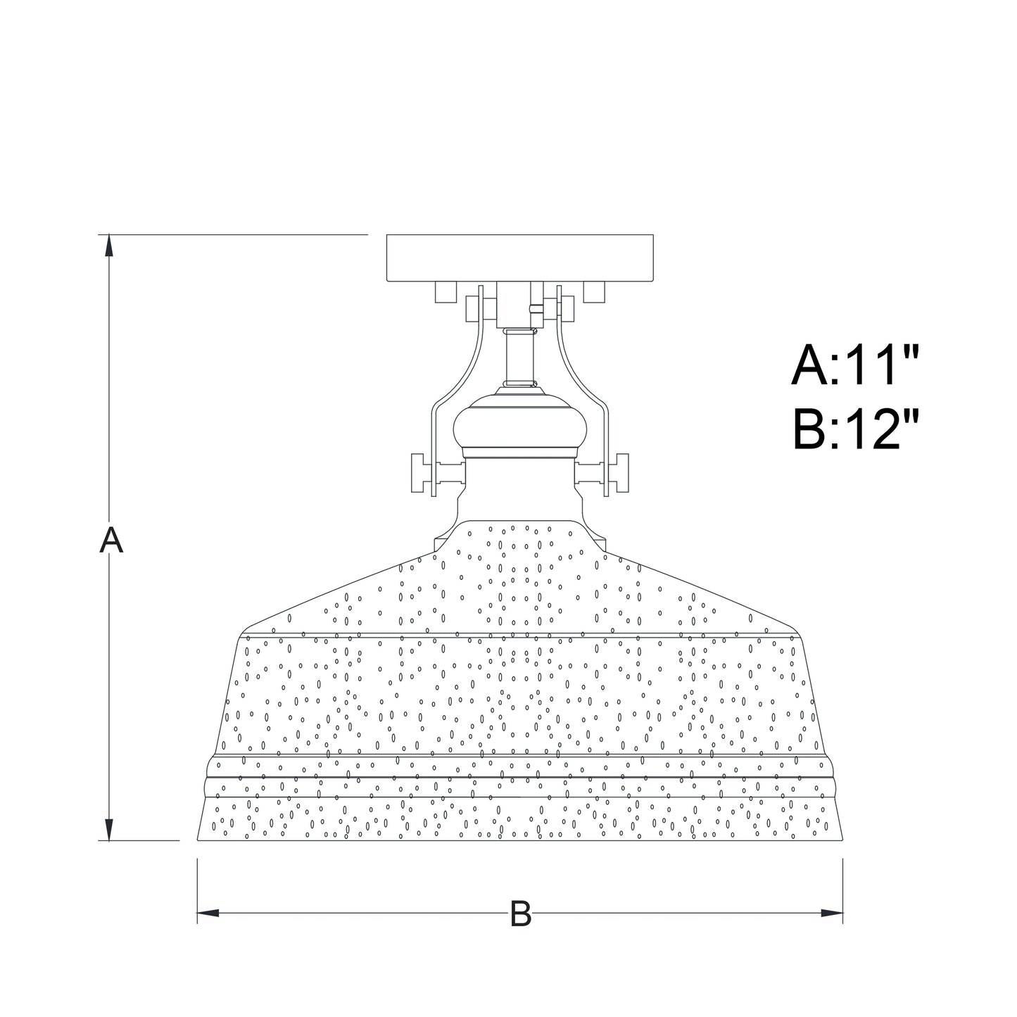 Vaxcel Beloit 12" 1-Light Satin Nickel Farmhouse Semi-Flush Mount Ceiling Light With Clear Seeded Glass Shade
