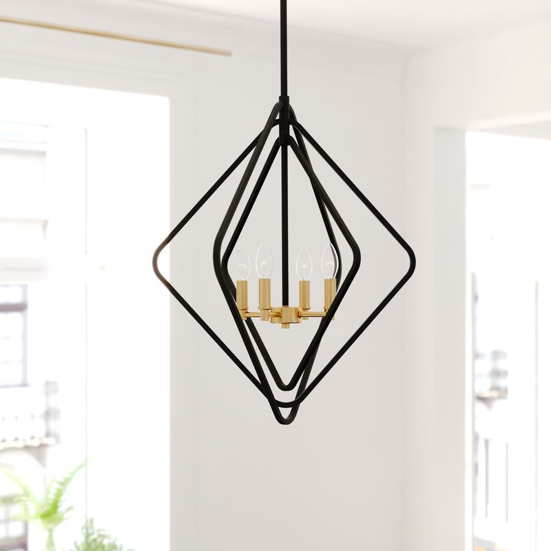 Vaxcel Brady 22-in. 4 Light Pendant Black and Satin Brass
