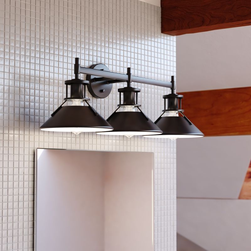 Vaxcel Canton 3 Light Vanity Black and Matte White