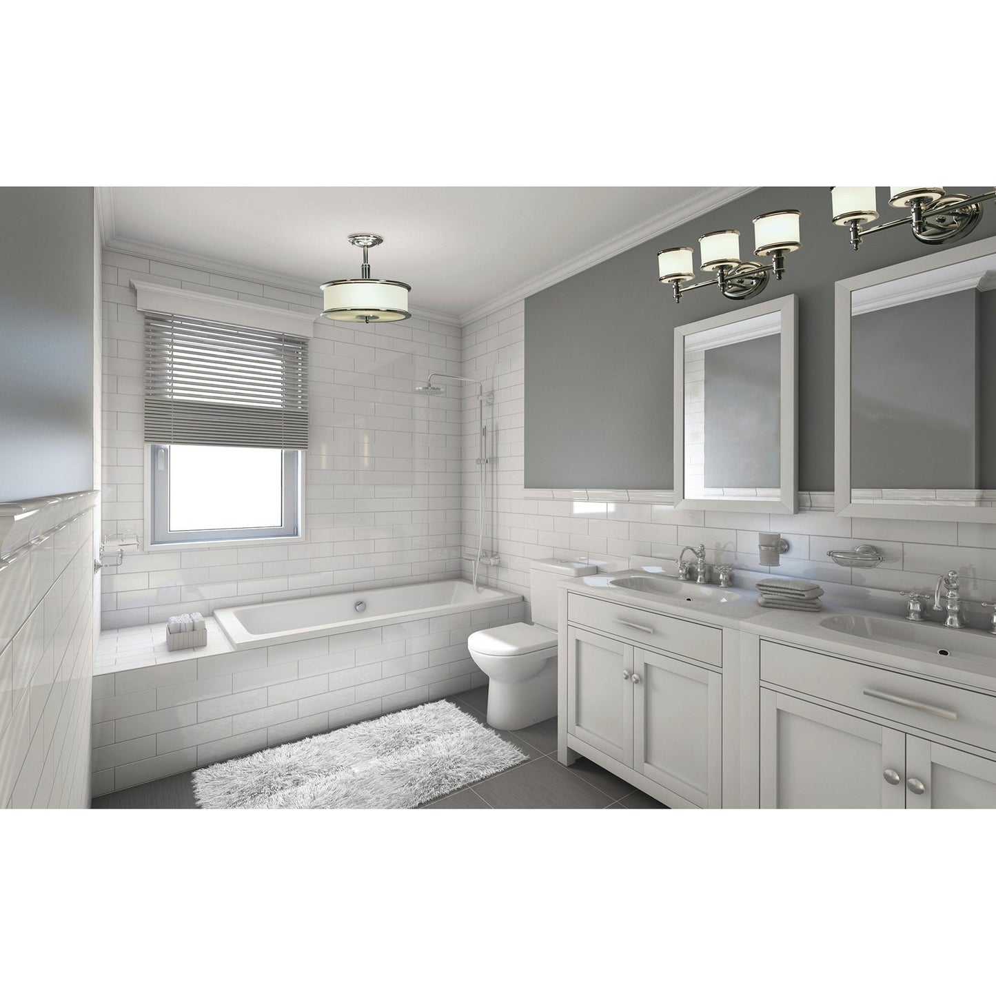 Vaxcel Carlisle 23" 3-Light Chrome Steel Bathroom Vanity Fixture With White Frosted Opal Glass Shades