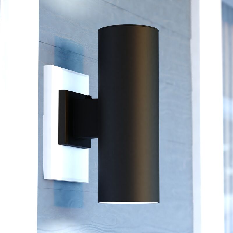 Vaxcel Chiasso 2 Light 14.25-in.H Dusk to Dawn Outdoor Wall Light Textured Black