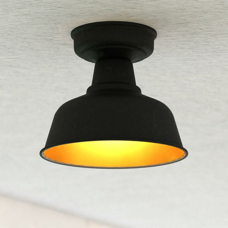 Vaxcel Cody 10.25-in. W Outdoor Semi-Flush Mount Oil Rubbed Bronze and Light Gold