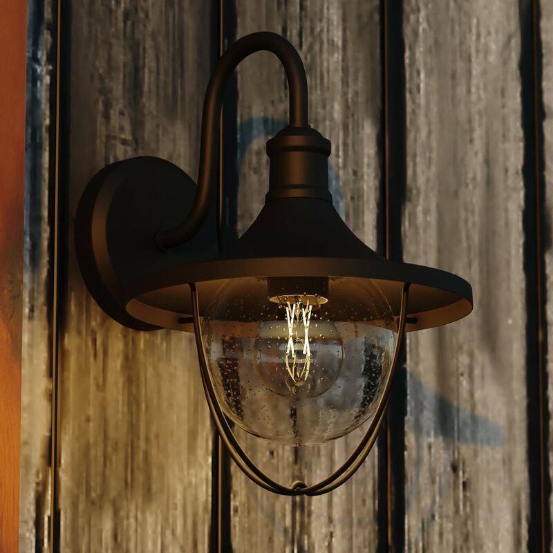 Vaxcel Dunlap 9-in. W Outdoor Wall Light Textured Black