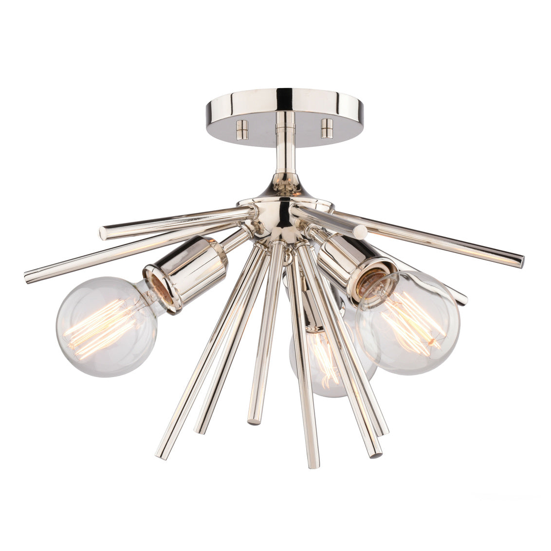 Vaxcel Estelle 17" Polished Nickel Semi Flush Ceiling Light