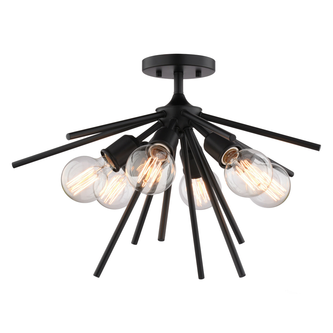 Vaxcel Estelle 24" Matte Black Semi Flush Ceiling Light